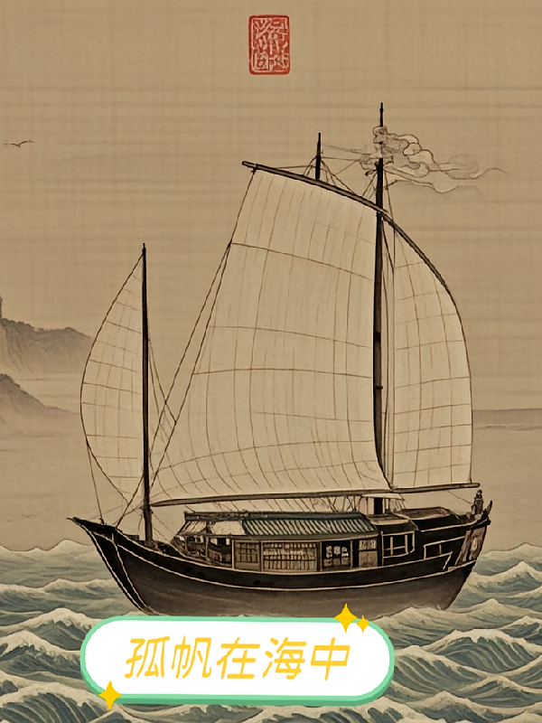 孤帆在海中